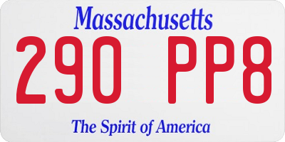 MA license plate 290PP8