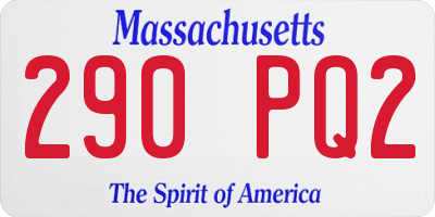 MA license plate 290PQ2