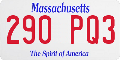 MA license plate 290PQ3
