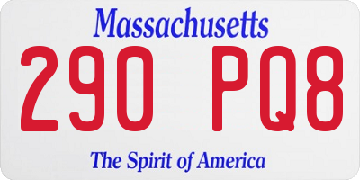 MA license plate 290PQ8