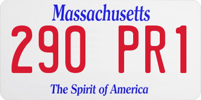 MA license plate 290PR1