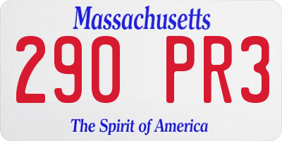 MA license plate 290PR3