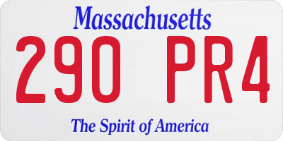 MA license plate 290PR4