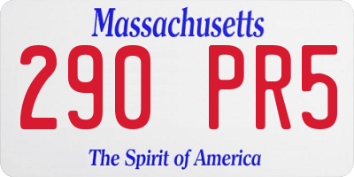MA license plate 290PR5
