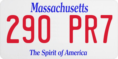 MA license plate 290PR7