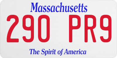 MA license plate 290PR9