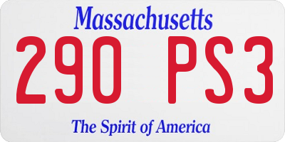 MA license plate 290PS3