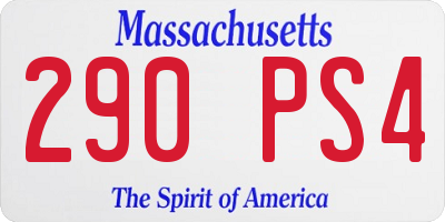 MA license plate 290PS4