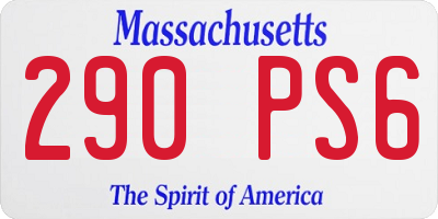 MA license plate 290PS6