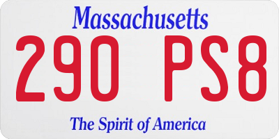 MA license plate 290PS8