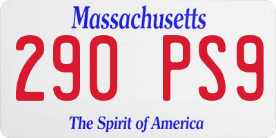 MA license plate 290PS9