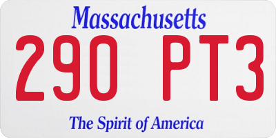 MA license plate 290PT3