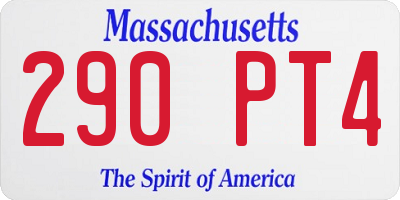 MA license plate 290PT4