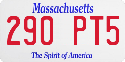 MA license plate 290PT5