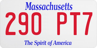 MA license plate 290PT7