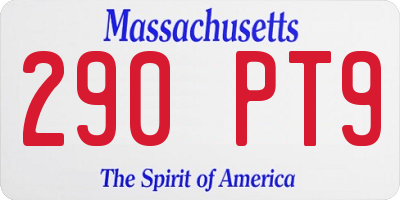 MA license plate 290PT9