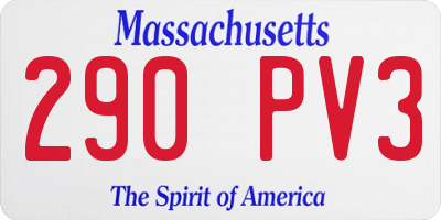 MA license plate 290PV3