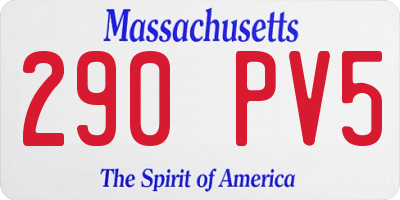 MA license plate 290PV5