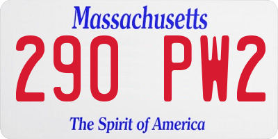 MA license plate 290PW2