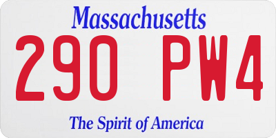 MA license plate 290PW4