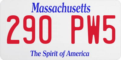 MA license plate 290PW5