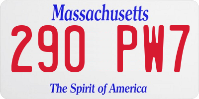 MA license plate 290PW7