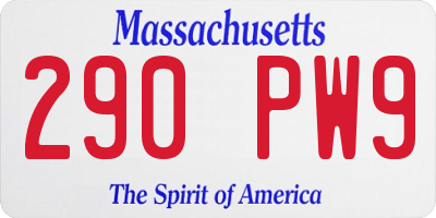 MA license plate 290PW9