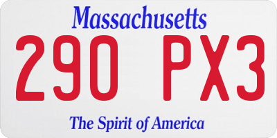 MA license plate 290PX3