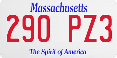 MA license plate 290PZ3