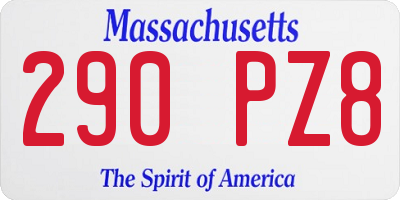 MA license plate 290PZ8