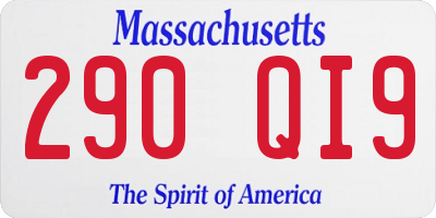 MA license plate 290QI9