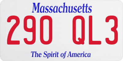 MA license plate 290QL3