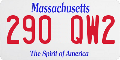 MA license plate 290QW2