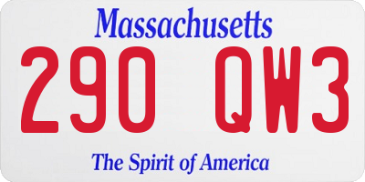 MA license plate 290QW3