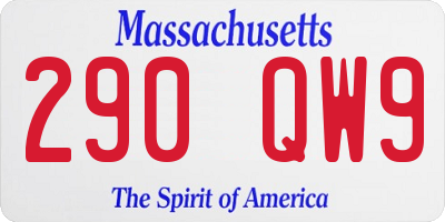 MA license plate 290QW9