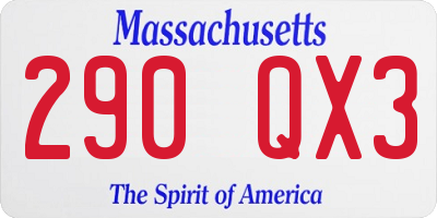MA license plate 290QX3