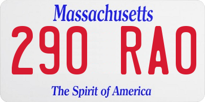 MA license plate 290RA0