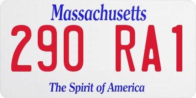 MA license plate 290RA1
