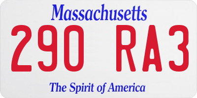 MA license plate 290RA3
