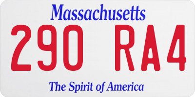 MA license plate 290RA4
