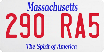 MA license plate 290RA5