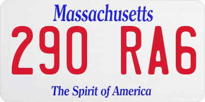 MA license plate 290RA6
