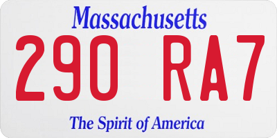 MA license plate 290RA7