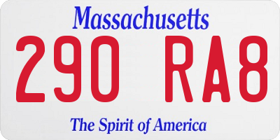 MA license plate 290RA8