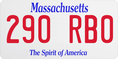 MA license plate 290RB0