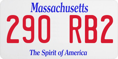 MA license plate 290RB2