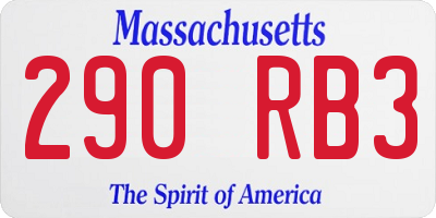 MA license plate 290RB3