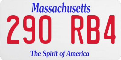 MA license plate 290RB4