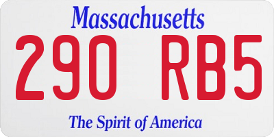 MA license plate 290RB5