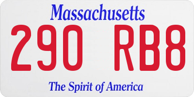 MA license plate 290RB8
